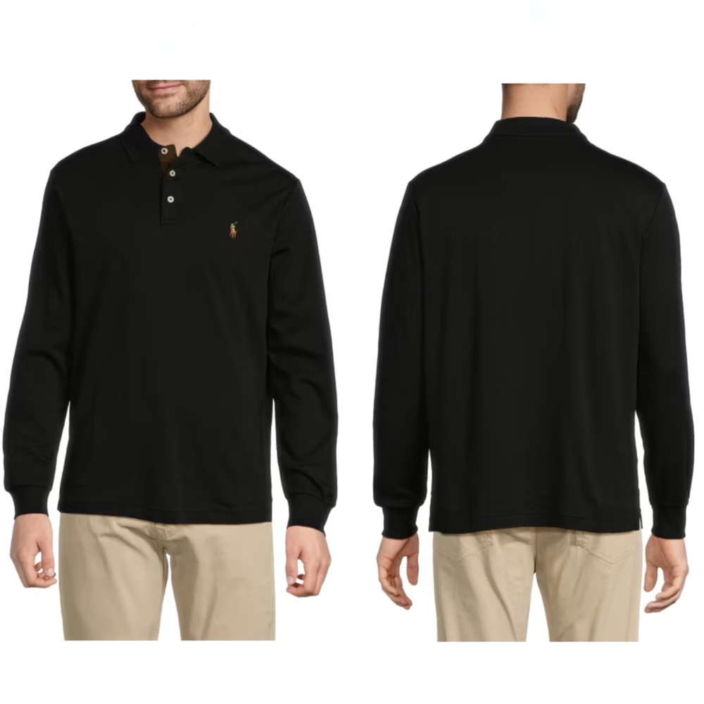 Polo Ralph Lauren Men’s Long Sleeve Cotton Polo in Black [C38]